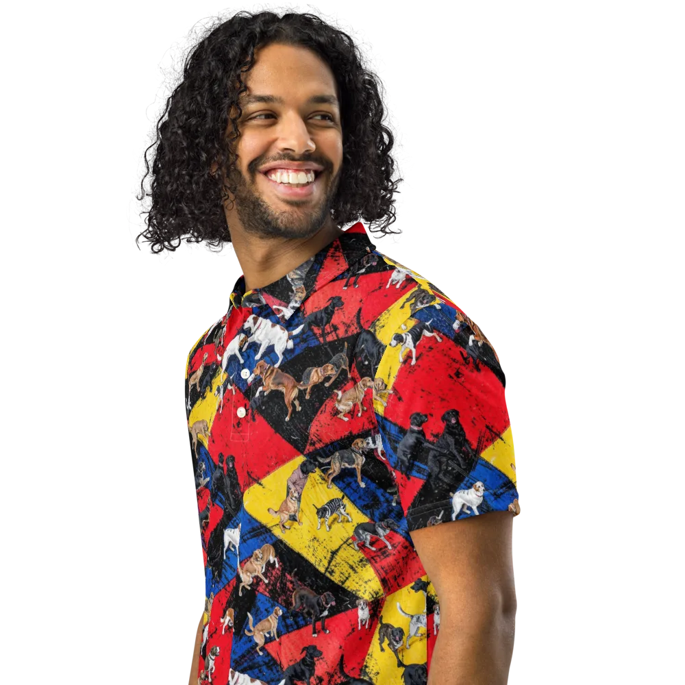 Canine Color Riot on Men's Slim Fit Polo Shirt — Left Front