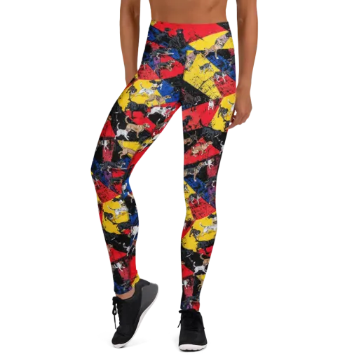 Canine Color Riot on a Yoga Leggings