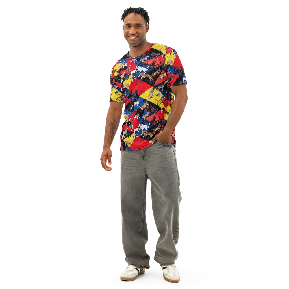 Canine Color Riot on Men's Cotton Crew Neck T-Shirt — Front