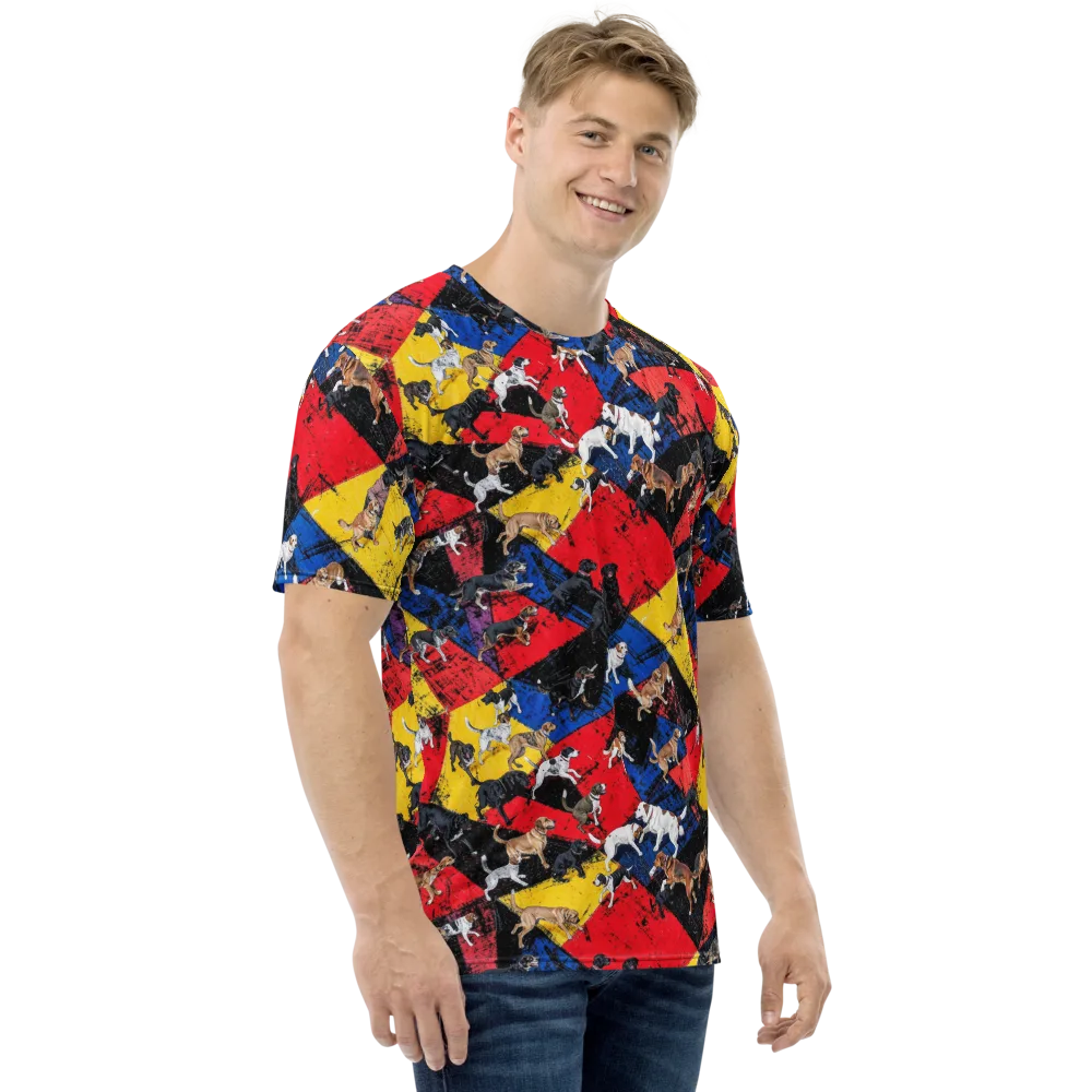 Canine Color Riot on Men's Crew Neck T-Shirt — Right