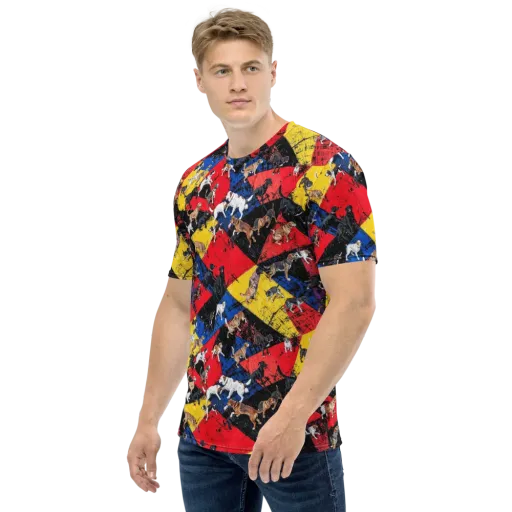 Canine Color Riot on a Men's Crew Neck T-Shirt