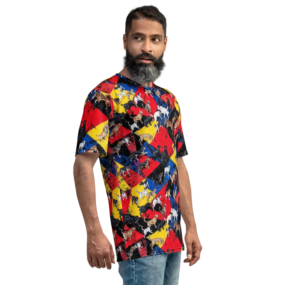 Canine Color Riot on Men's Crew Neck T-Shirt — Right