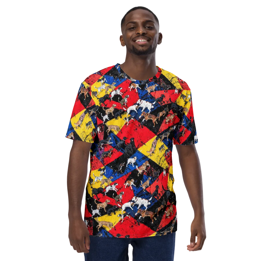 Canine Color Riot on Men's Crew Neck T-Shirt — Front