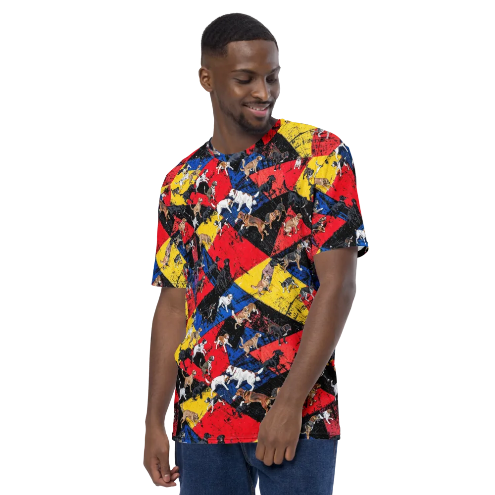 Canine Color Riot on Men's Crew Neck T-Shirt — Left