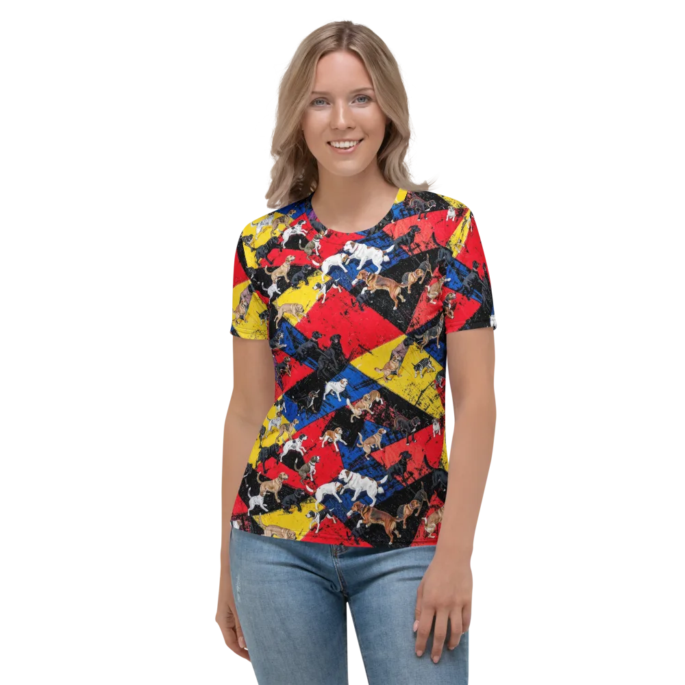 Canine Color Riot on Women's Crew Neck T-Shirt — Front
