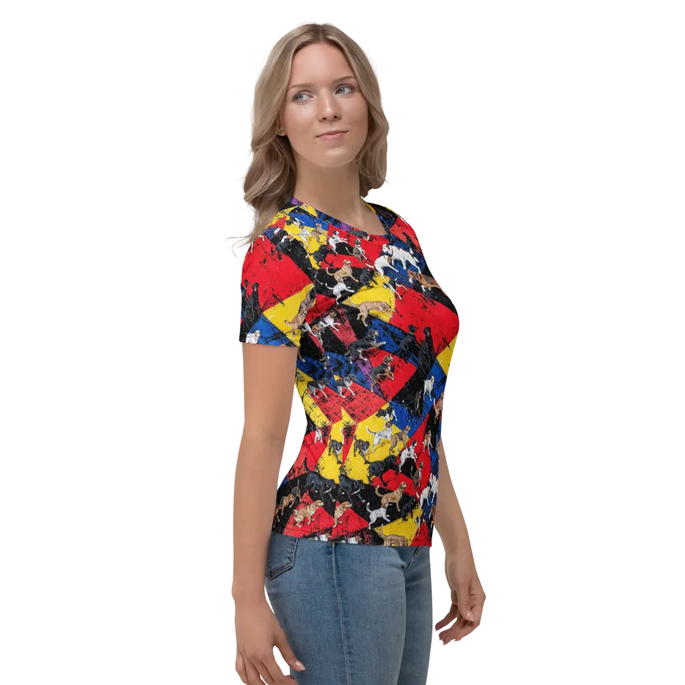 Canine Color Riot on Women's Crew Neck T-Shirt — Right