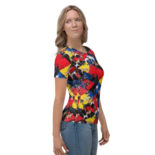 Canine Color Riot on a Women's Crew Neck T-Shirt
