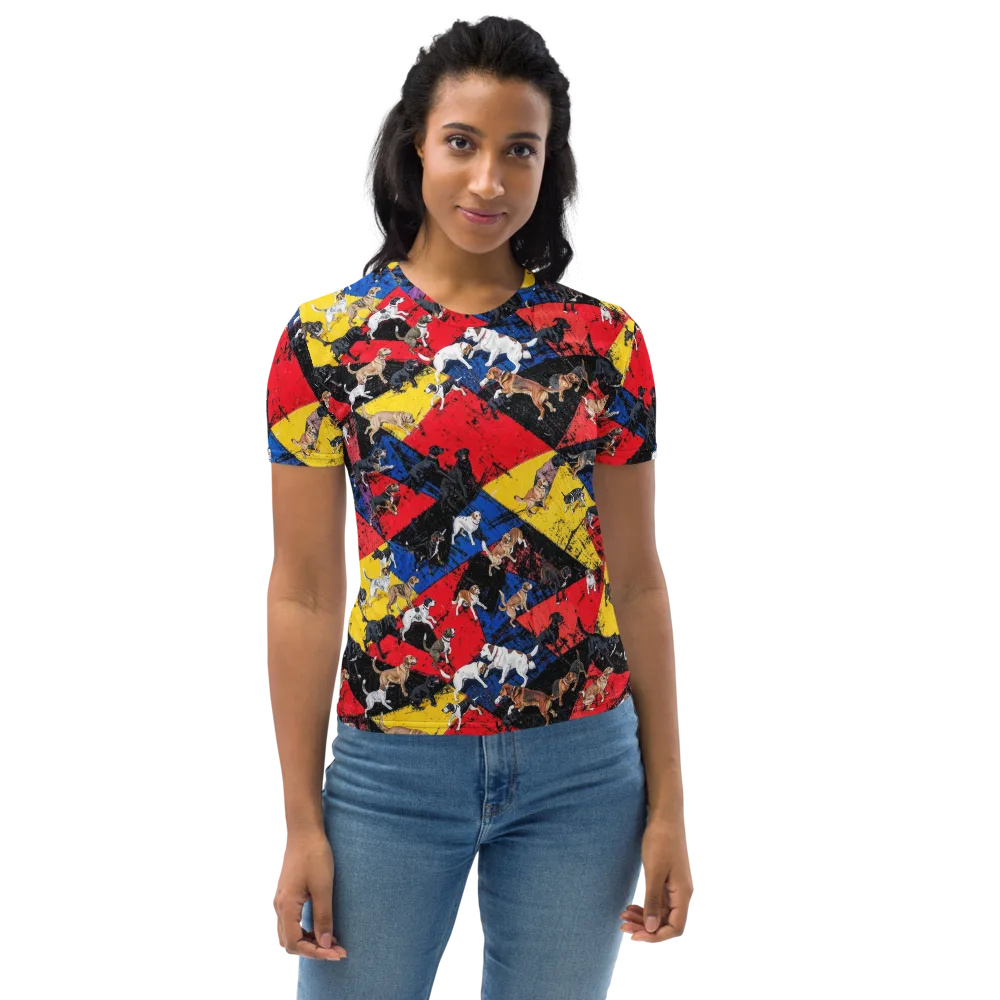 Canine Color Riot on Women's Crew Neck T-Shirt — Front