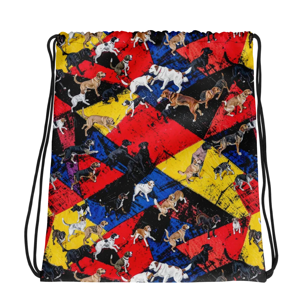 Canine Color Riot on Drawstring Bag — Photo