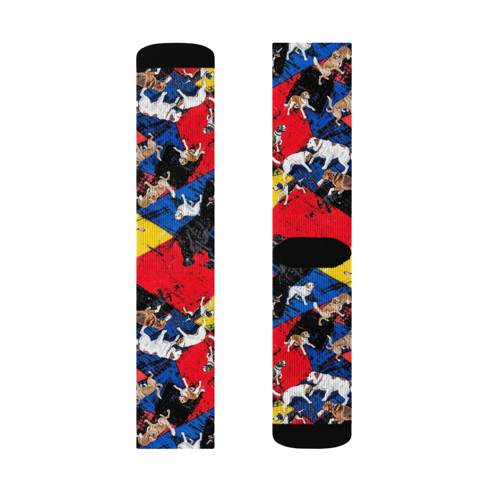 Canine Color Riot on Socks — Left Sock