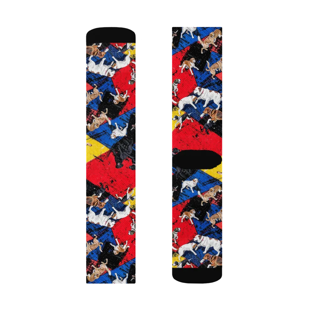 Canine Color Riot on Socks — Right Sock