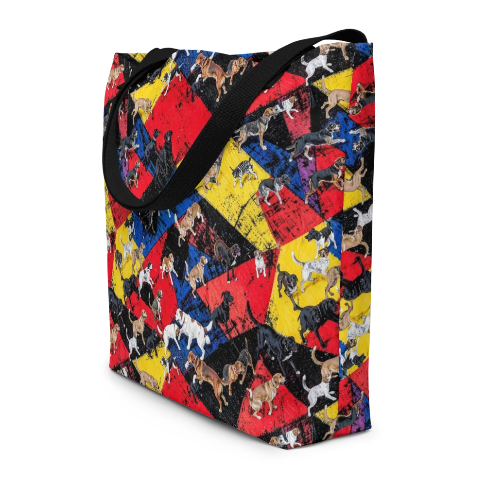 Canine Color Riot on Large Tote Bag W/ Pocket — Front