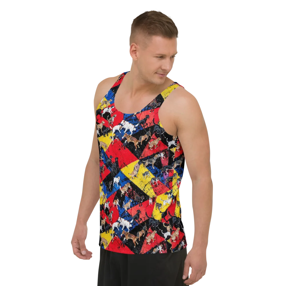 Canine Color Riot on Men's Tank Top — Left Front