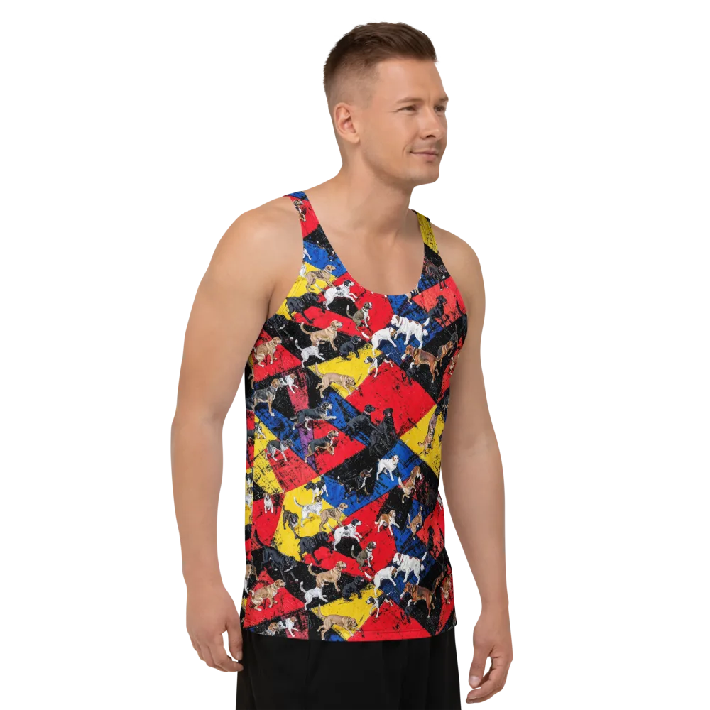 Canine Color Riot on Men's Tank Top — Right Front