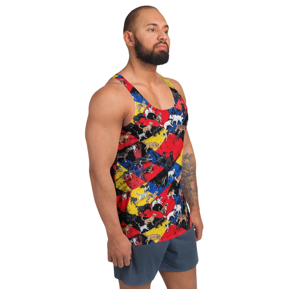 Canine Color Riot on Men's Tank Top — Right Front