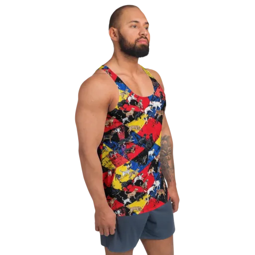 Canine Color Riot on a Men's Tank Top
