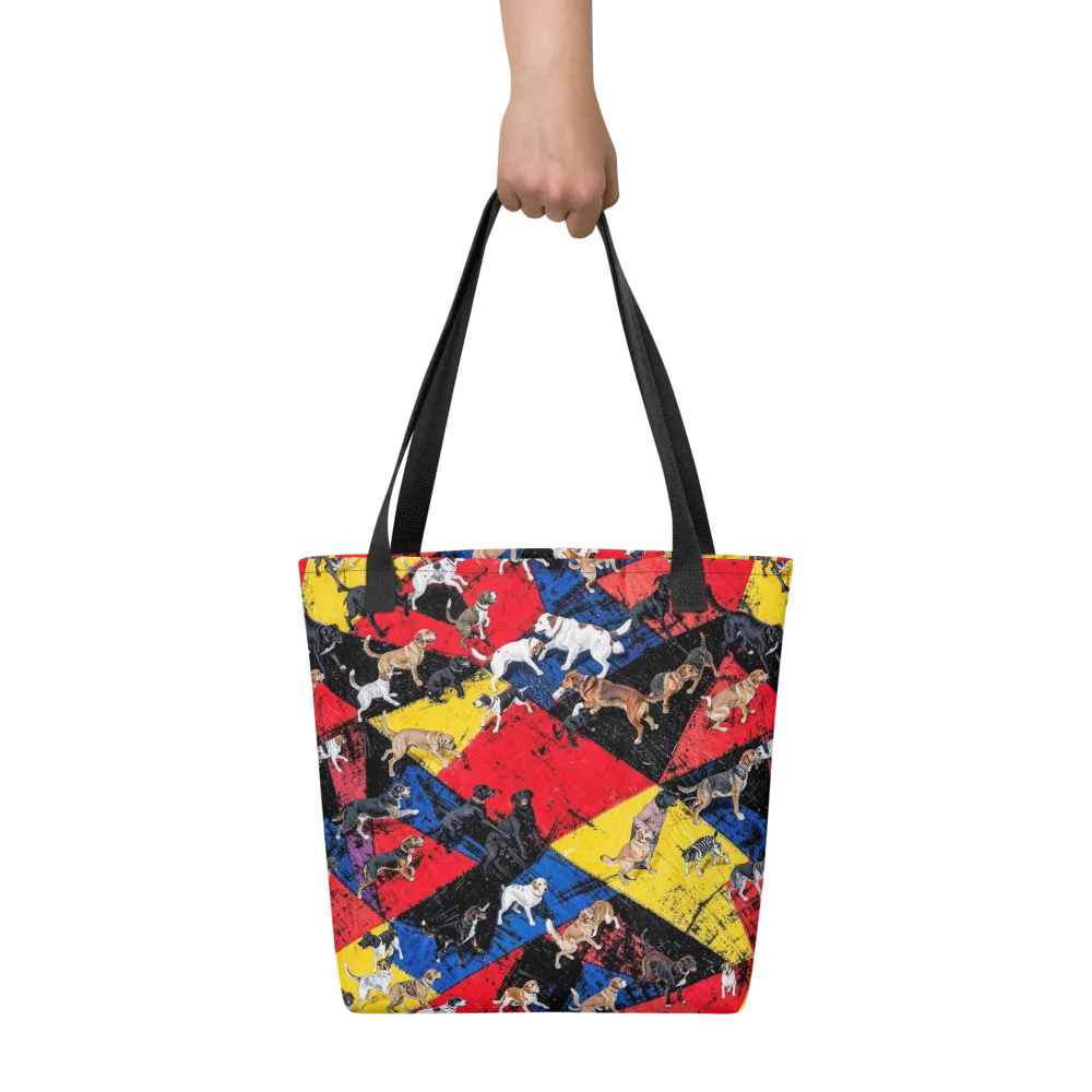 Canine Color Riot on Tote Bag — Front
