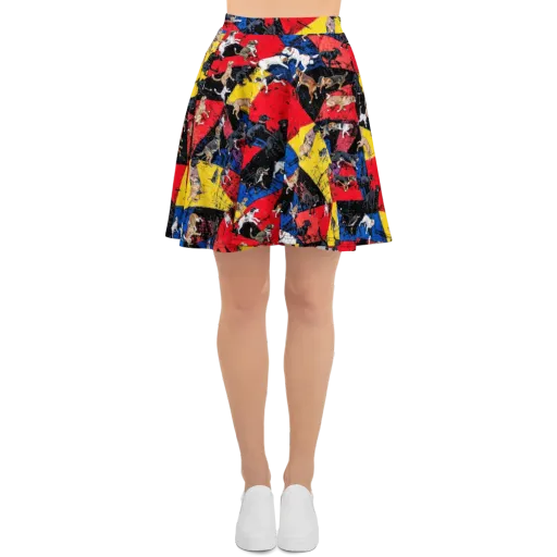 Canine Color Riot on a Skater Skirt