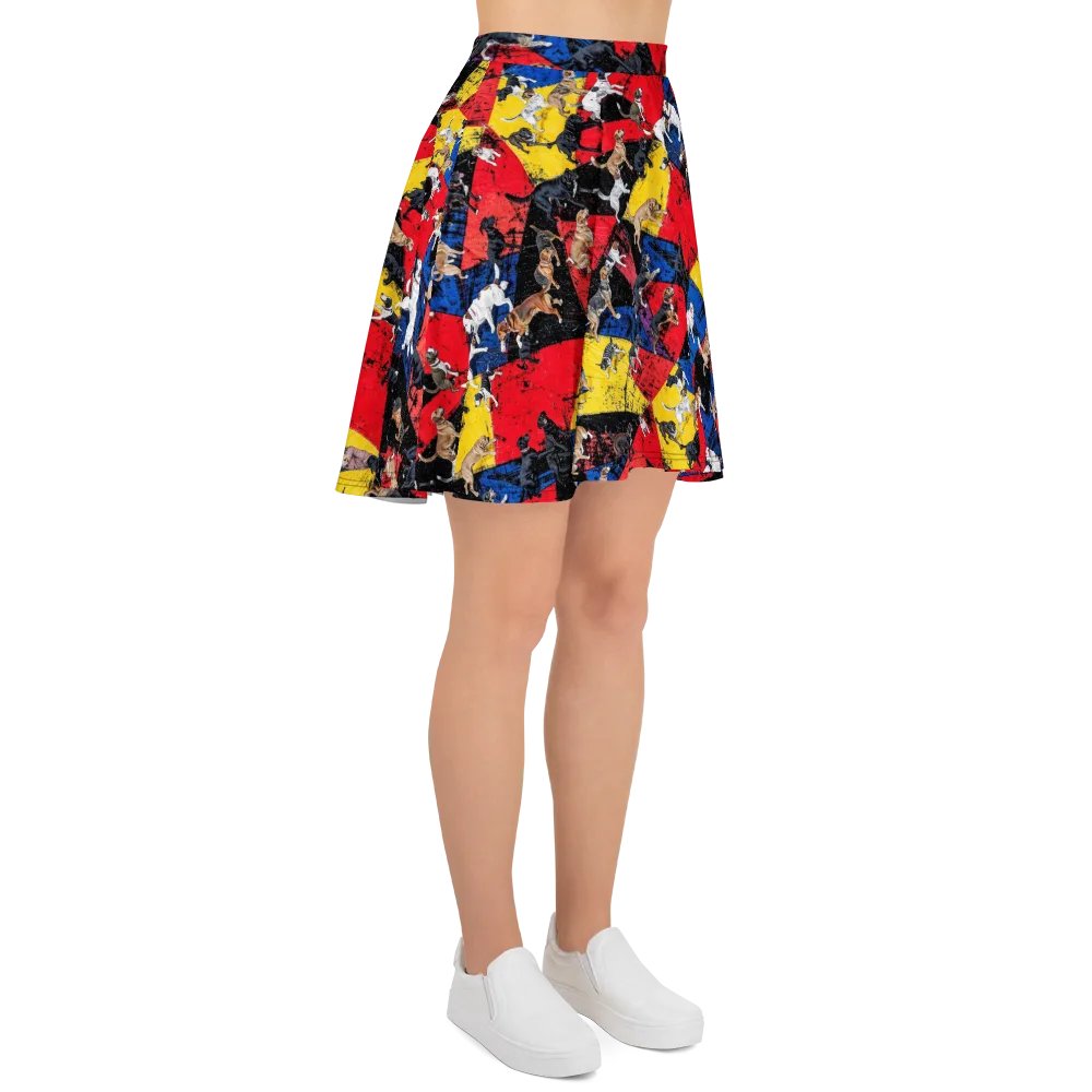 Canine Color Riot on Skater Skirt — Right