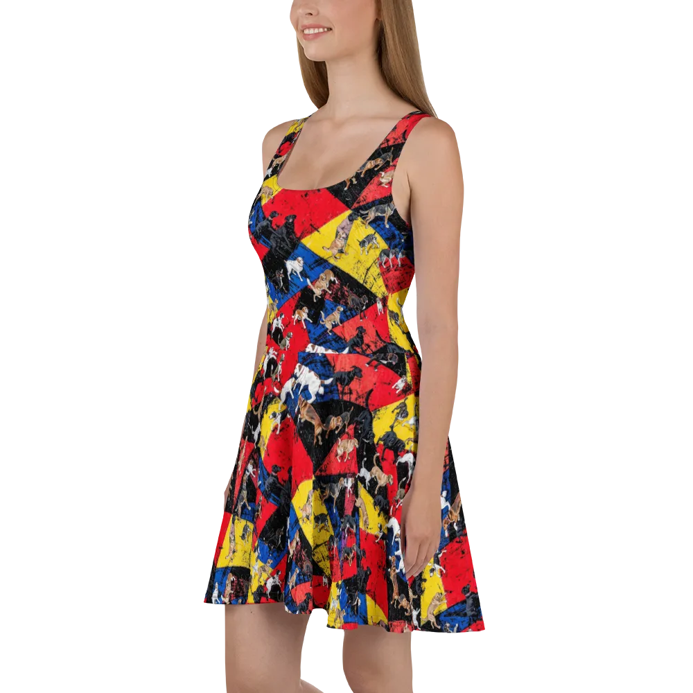 Canine Color Riot on Skater Dress — Left