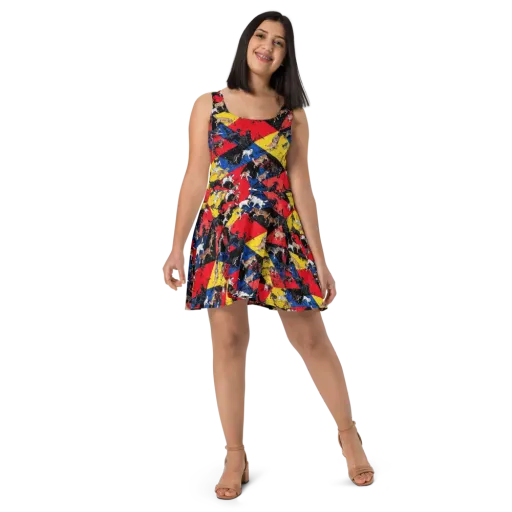 Canine Color Riot on a Skater Dress