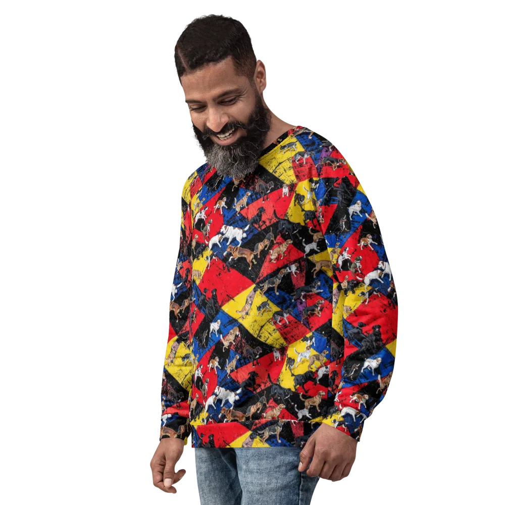 Canine Color Riot on Sweatshirt — Left Front