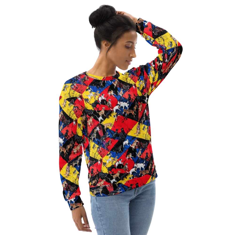 Canine Color Riot on Sweatshirt — Right Front