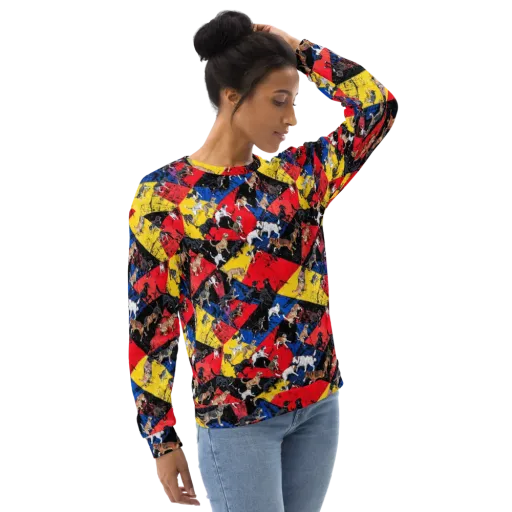 Canine Color Riot on a Sweatshirt