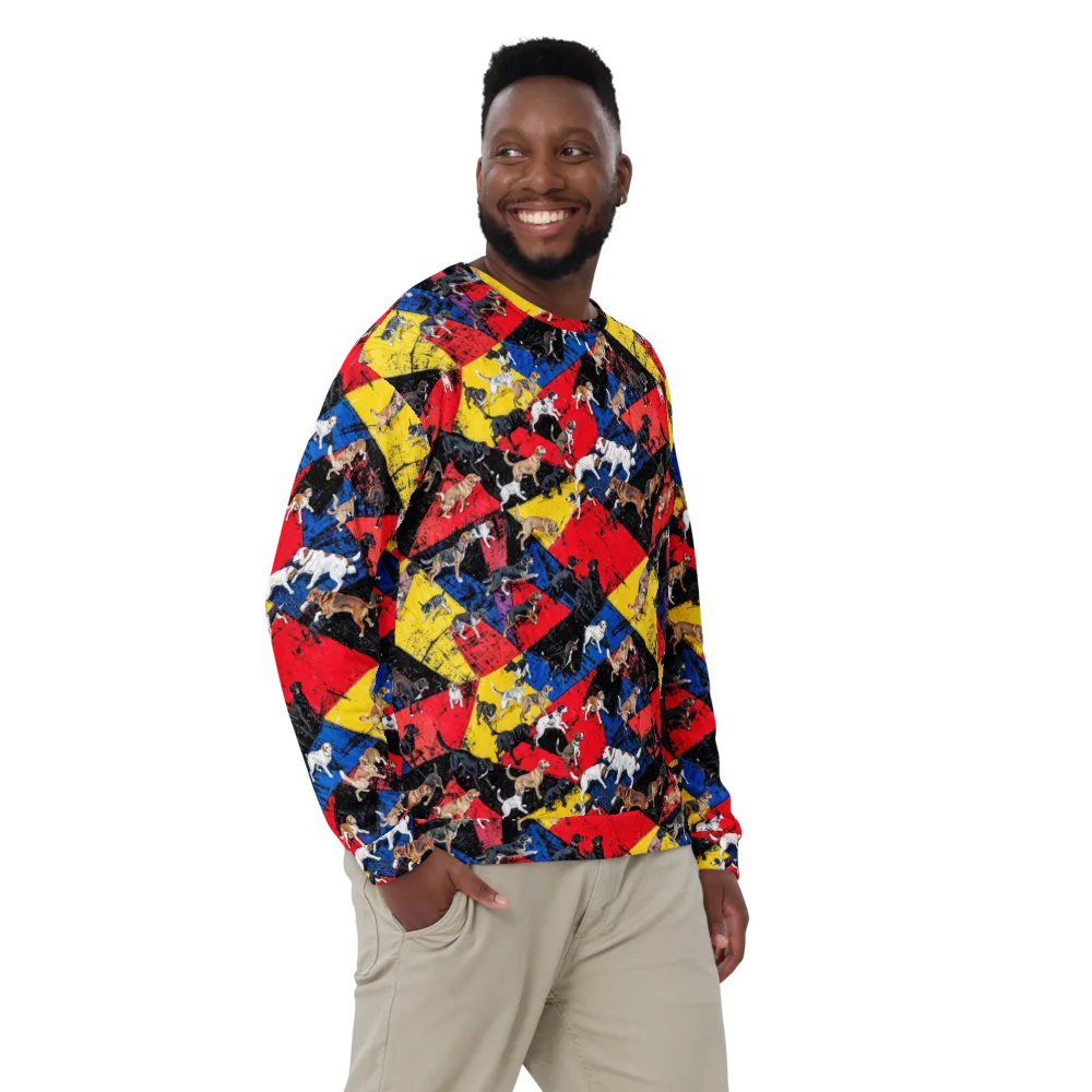 Canine Color Riot on Sweatshirt — Front