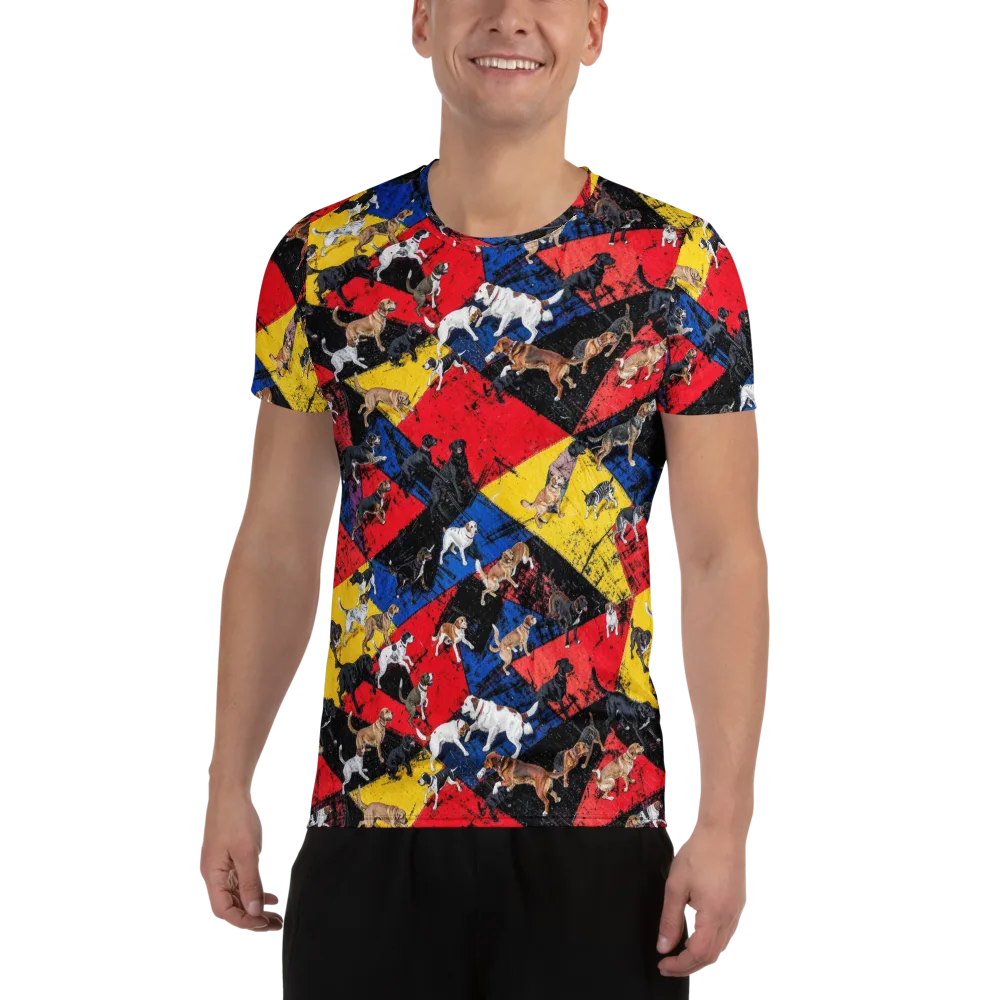 Canine Color Riot on Men's Athletic T-Shirt — Front