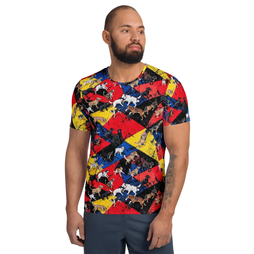 Canine Color Riot on Men's Athletic T-Shirt — Front