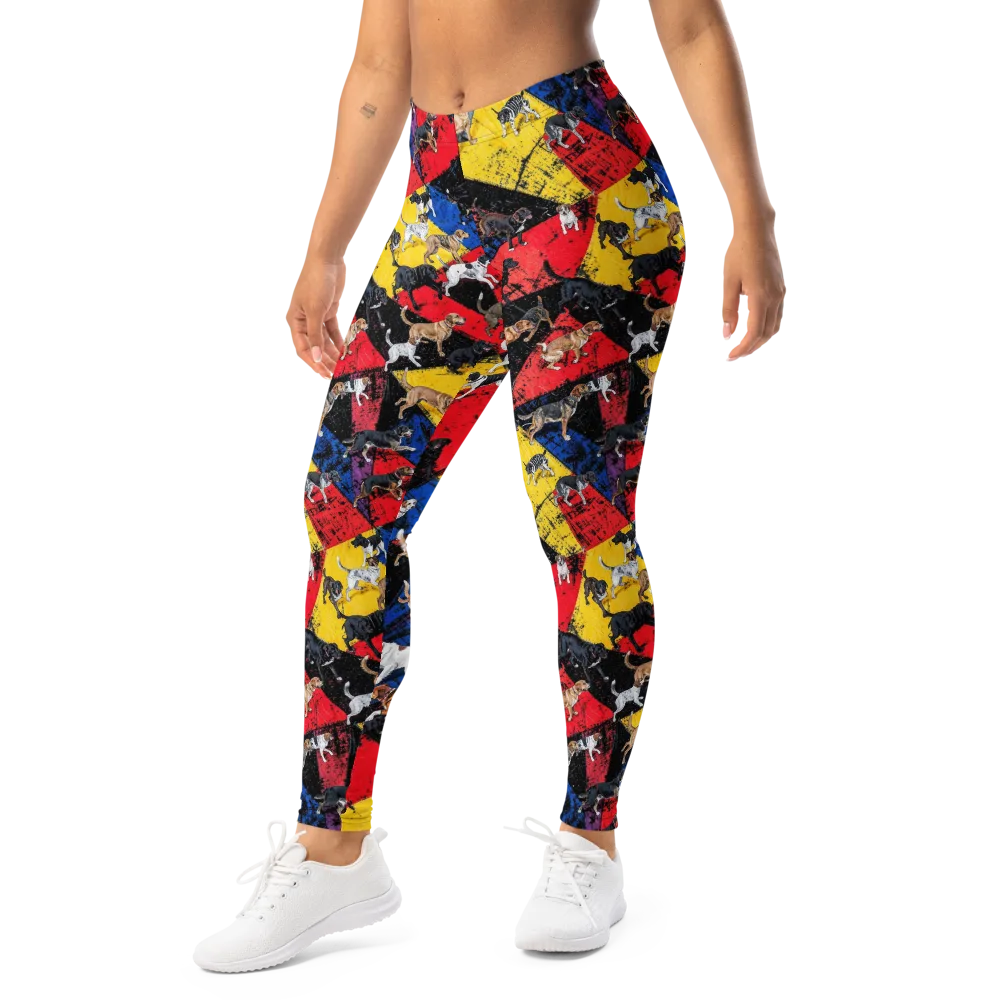 Canine Color Riot on Leggings — Left Front