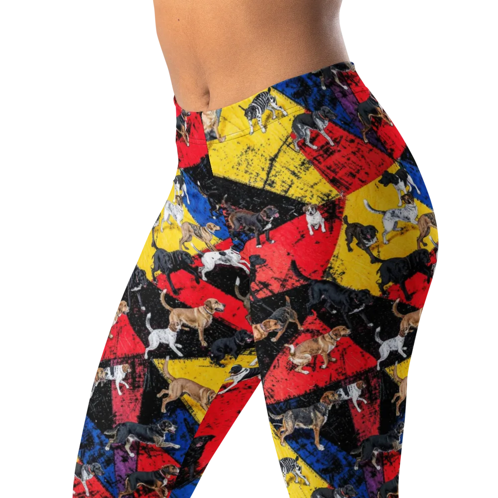 Canine Color Riot on Leggings — Left Front
