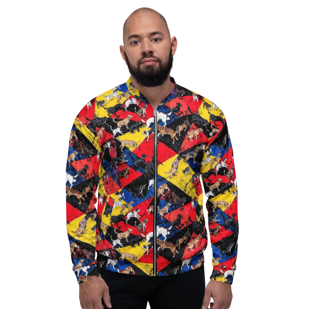 Canine Color Riot on Bomber Jacket — Front