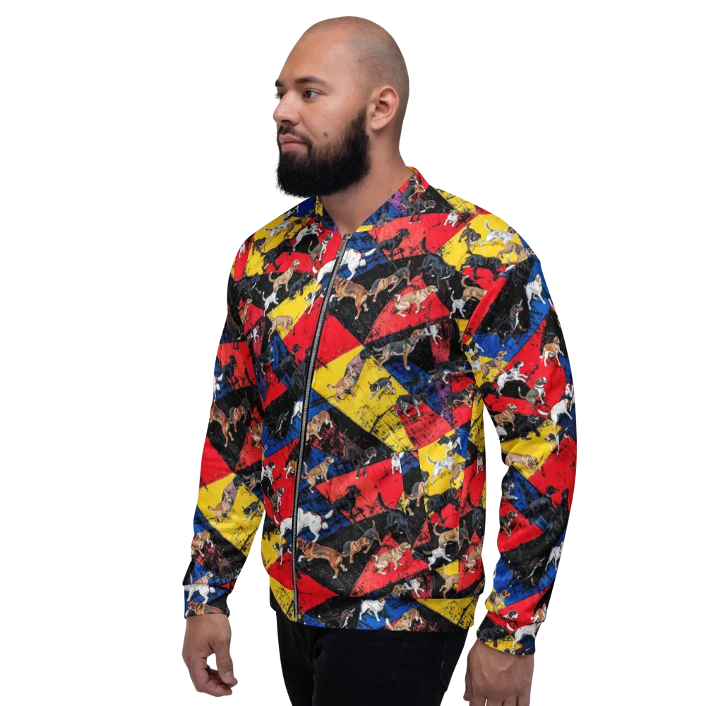 Canine Color Riot on Bomber Jacket — Left