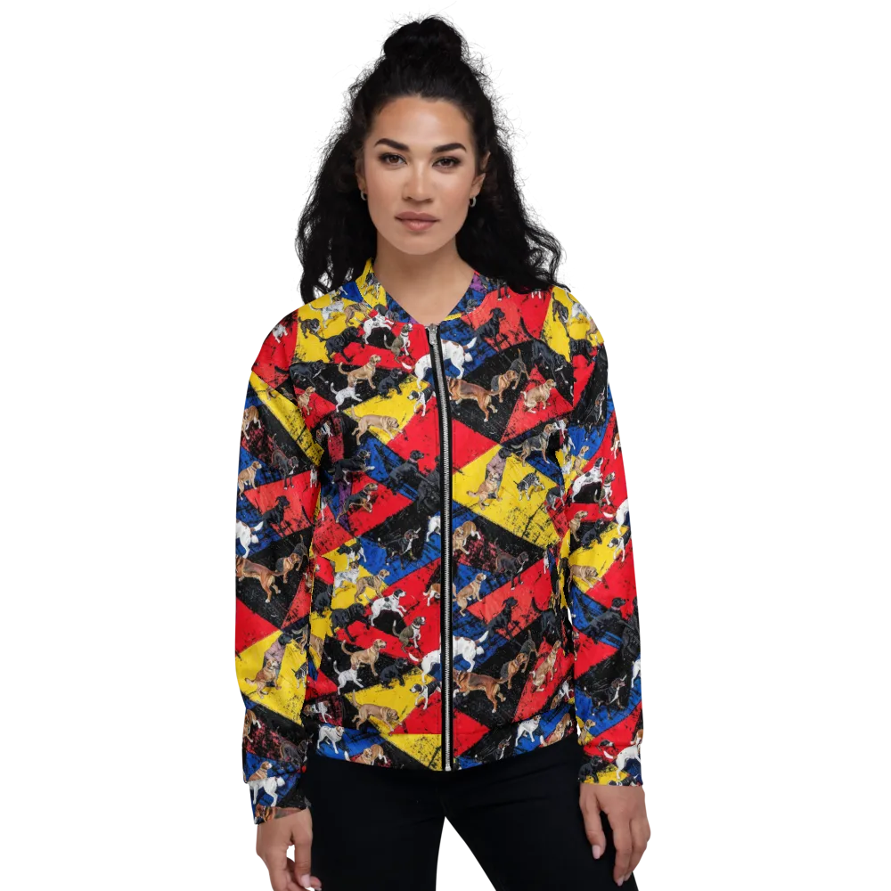 Canine Color Riot on Bomber Jacket — Front