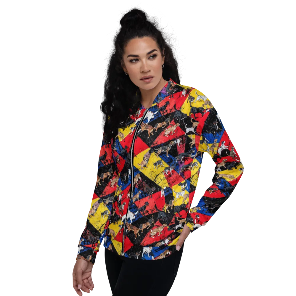 Canine Color Riot on Bomber Jacket — Left