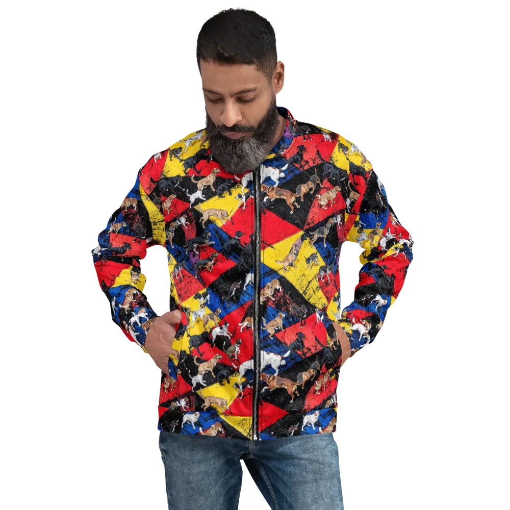 Canine Color Riot on Bomber Jacket — Front