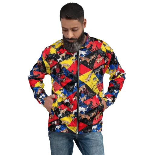 Canine Color Riot on a Bomber Jacket