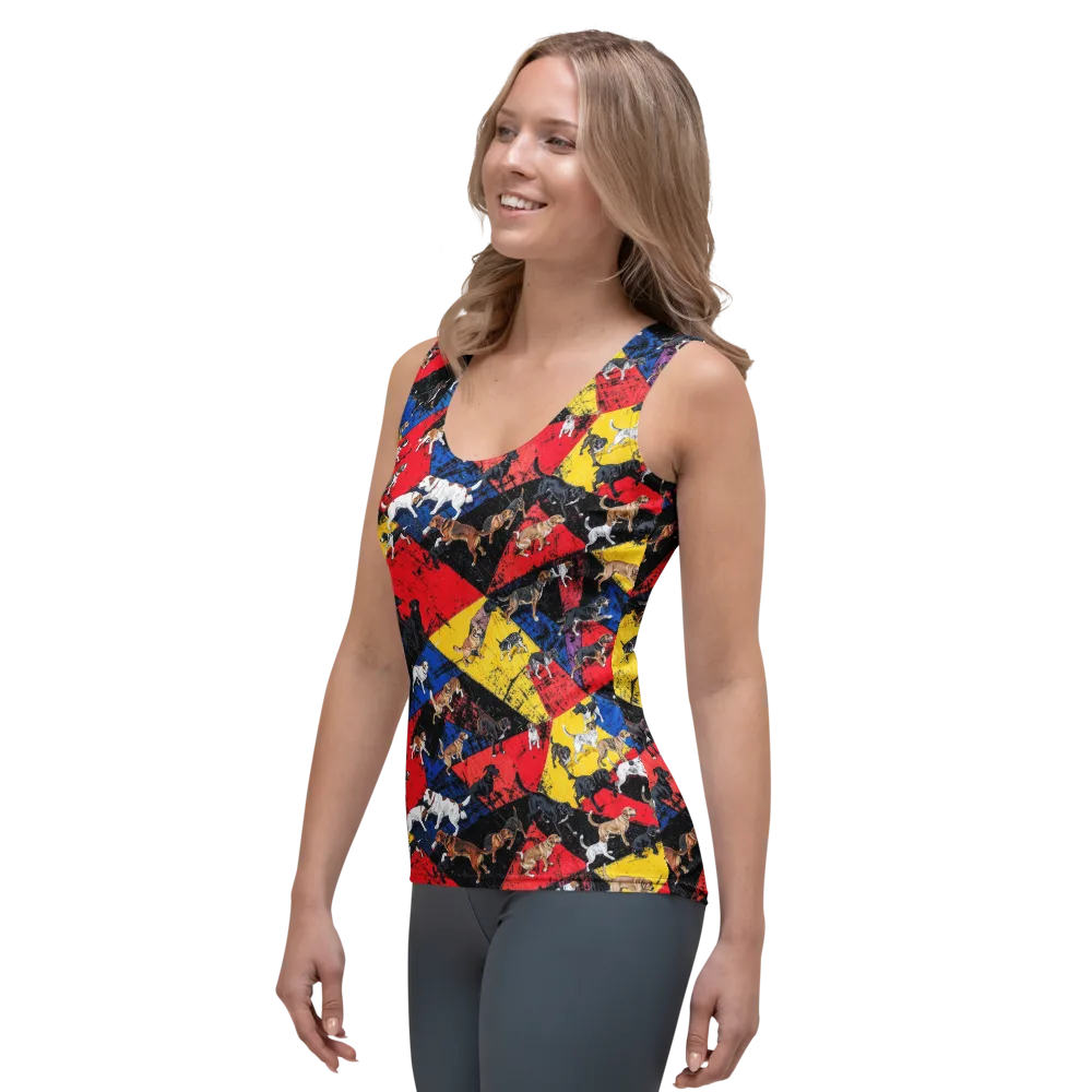 Canine Color Riot on Women's Tank Top — Left Front