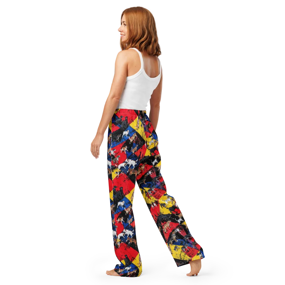 Canine Color Riot on Women's Pajama Pants — Back