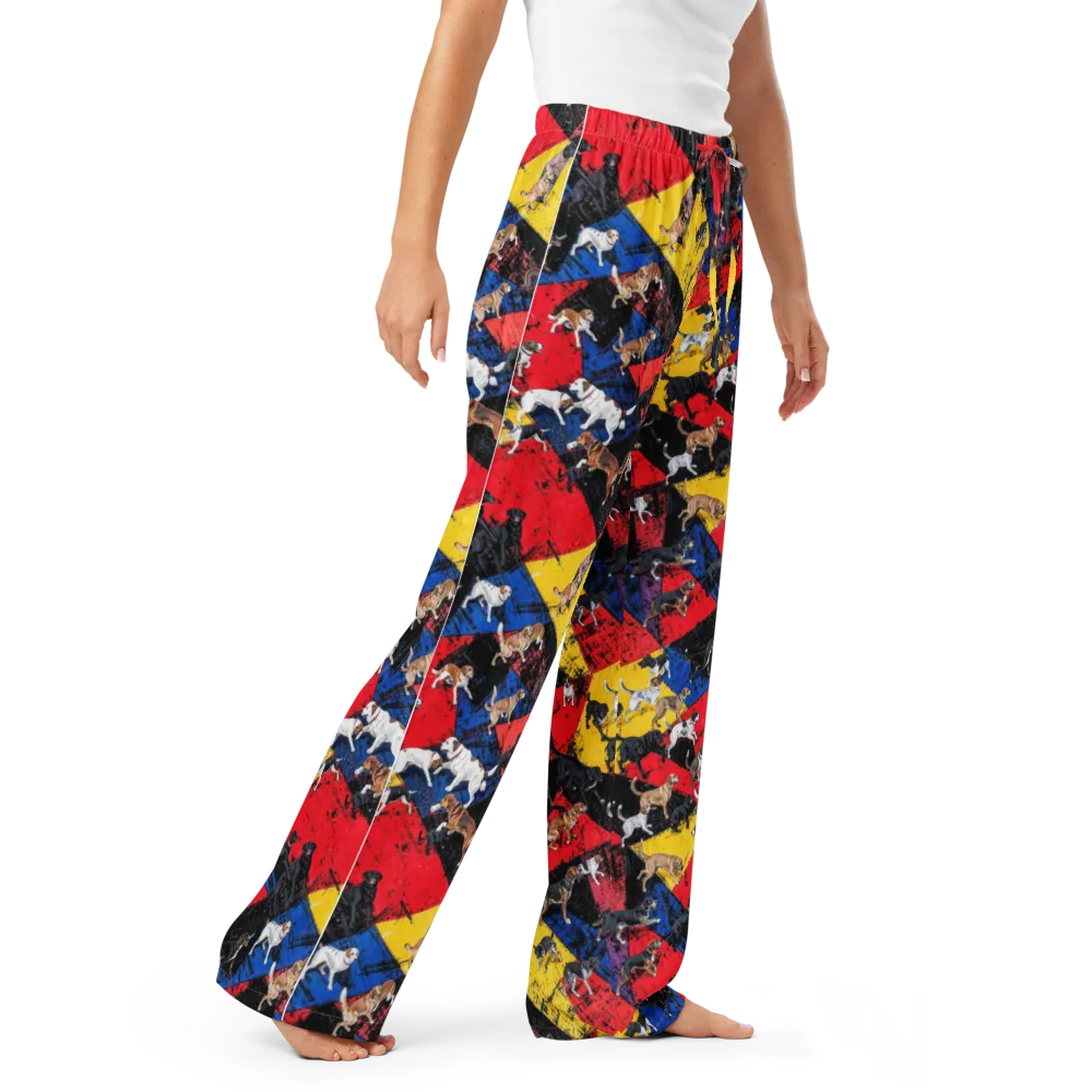 Canine Color Riot on Women's Pajama Pants — Right Front