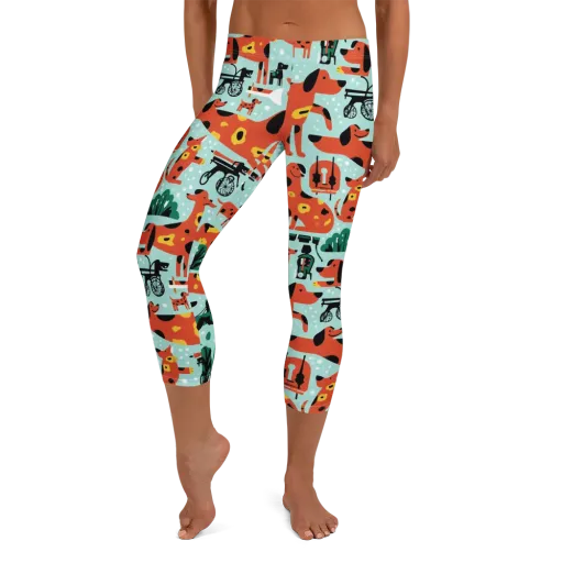 Dachshund Daydream on a Capri Leggings
