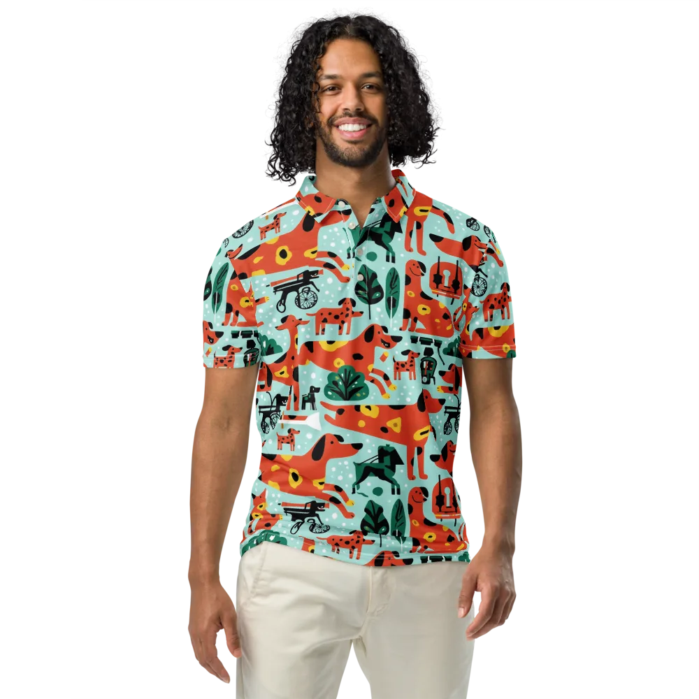Dachshund Daydream on Men's Slim Fit Polo Shirt — Front