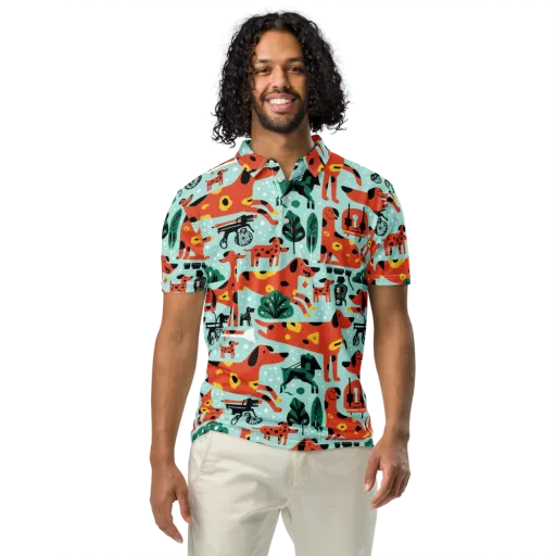 Dachshund Daydream on a Men's Slim Fit Polo Shirt