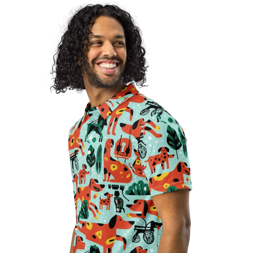 Dachshund Daydream on Men's Slim Fit Polo Shirt — Left Front