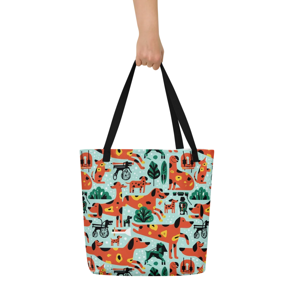 Dachshund Daydream on Large Tote Bag W/ Pocket — Front