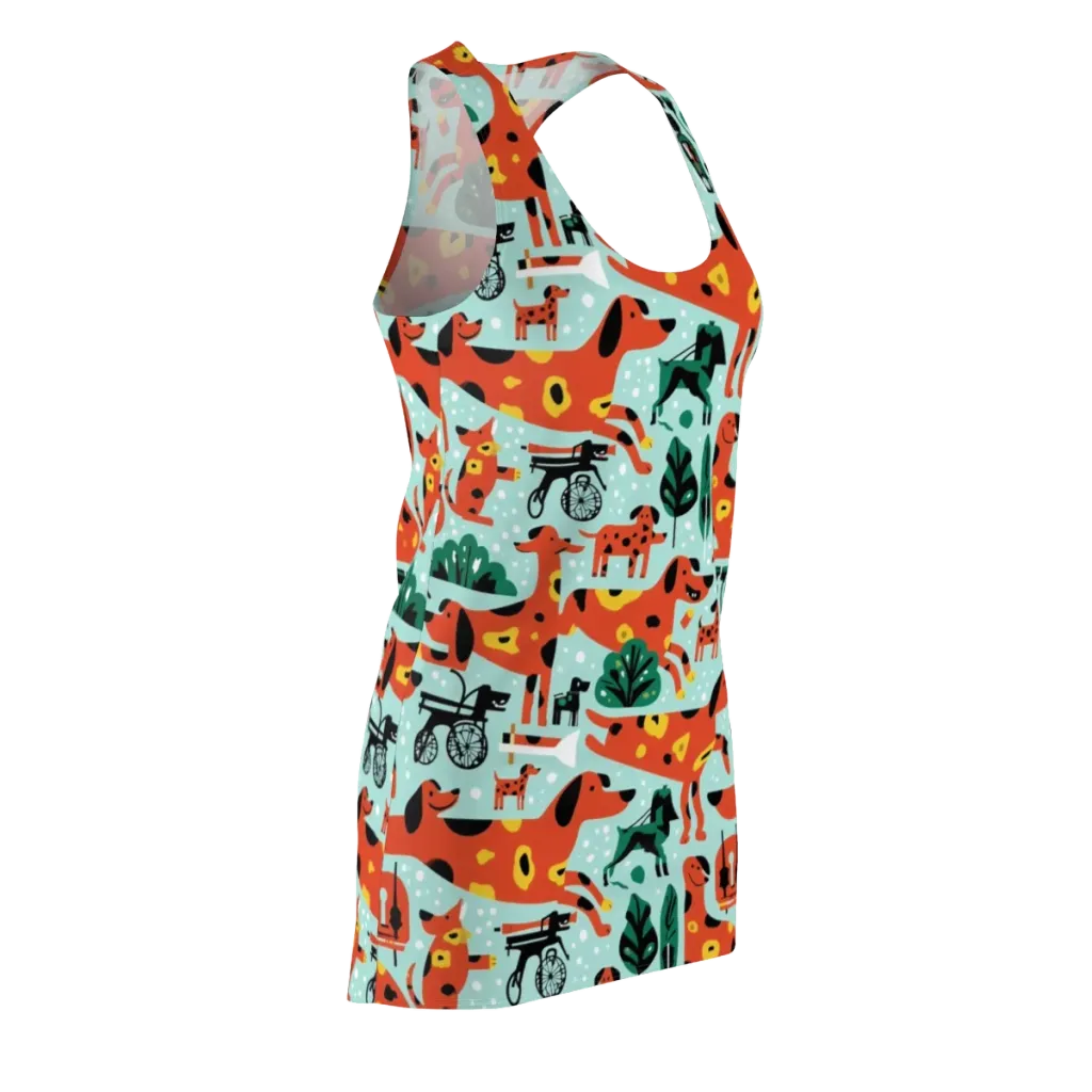 Dachshund Daydream on Racerback Dress — Front Side
