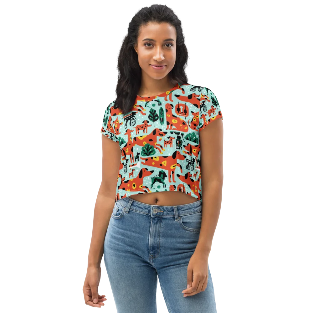 Dachshund Daydream on Crop Tee — Front