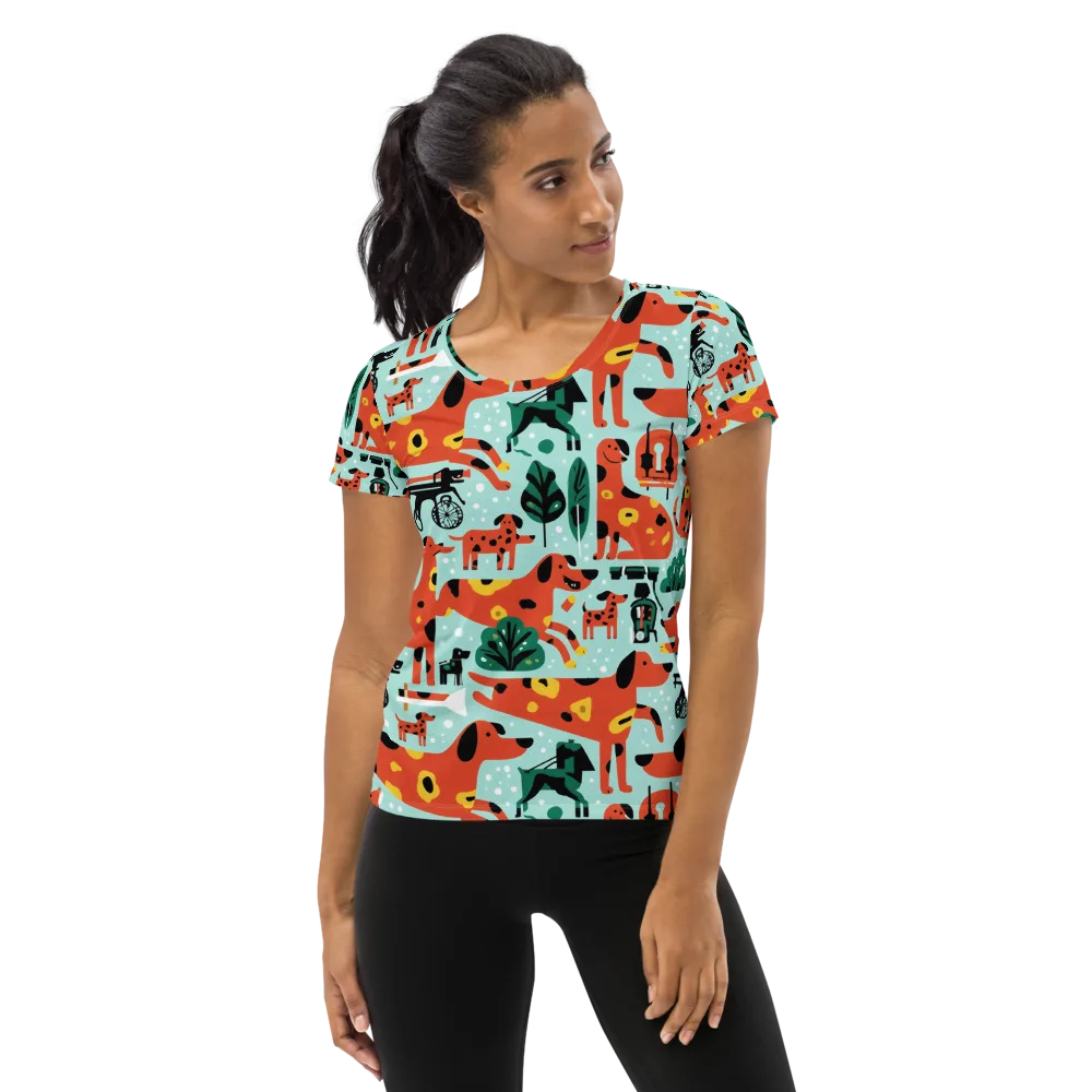 Dachshund Daydream on Women's Athletic T-Shirt — Front